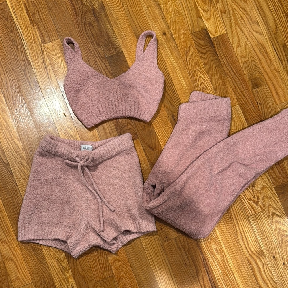 Oh Polly Cozy Knit Set in Dusty Pink
